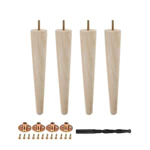 12 in. x 2-1/8 in. Mid-Century Unfinished Hardwood Round Taper Leg (4-Pack)