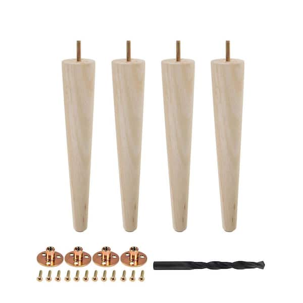 American Pro Decor 12 in. x 2-1/8 in. Mid-Century Unfinished Hardwood Round Taper Leg (4-Pack)