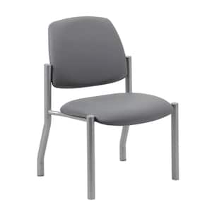 BOSS Antimicrobial Vinyl Upholstered Guest Chair in Gray Armless