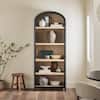Walker Edison Arched 76 in. Black Wood Bookcase