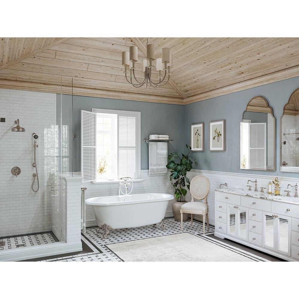 Elegant Piedmont Polished Nickel 3-Hole Widespread Faucet with Porcelain Handles
