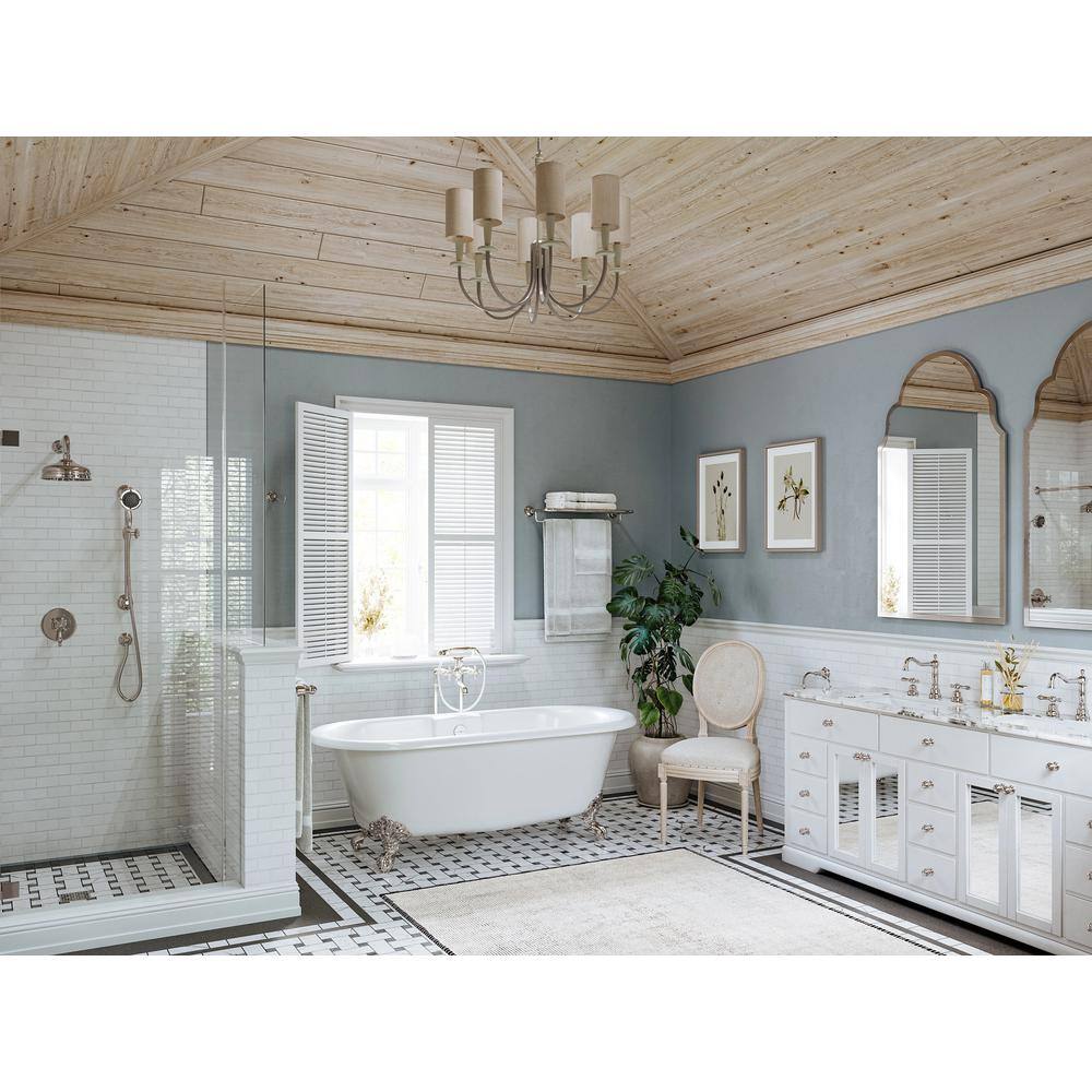 Classic Polished Nickel Widespread Bathroom Faucet with Porcelain Handles