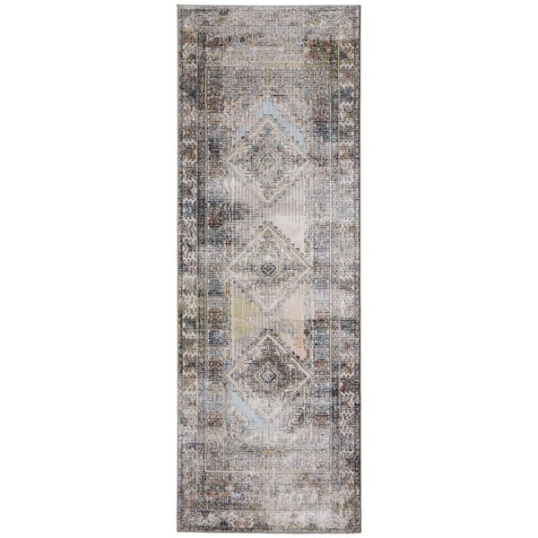 Blue 2 x 8 ft. Loomed Abstract Runner Indoor Area Rug