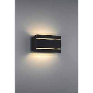 2-Light Black LED Outdoor Wall Lantern Sconce (1-Pack)