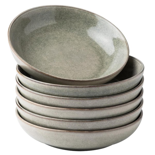 8.5 in 36 oz Large Stoneware Pasta Bowls Set of 6 with Reactive Glaze Finish for Serving Pasta Salad Stew