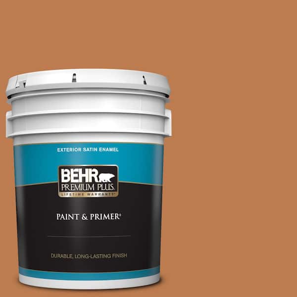 BEHR PREMIUM PLUS 5 gal. #260D-6 Chai Spice Satin Enamel Exterior Paint & Primer