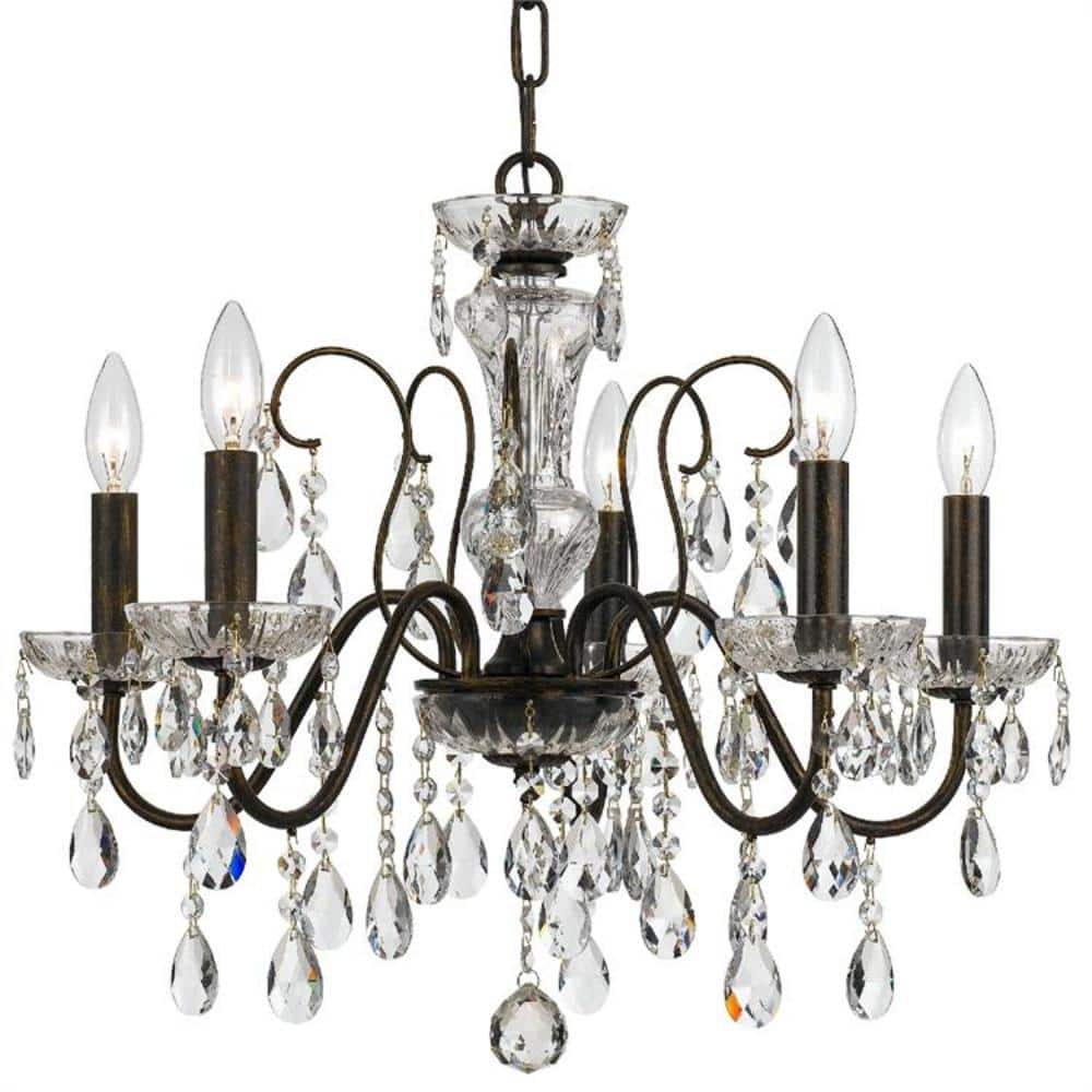 Butler 5-Light English Bronze and Clear Crystal Chandelier