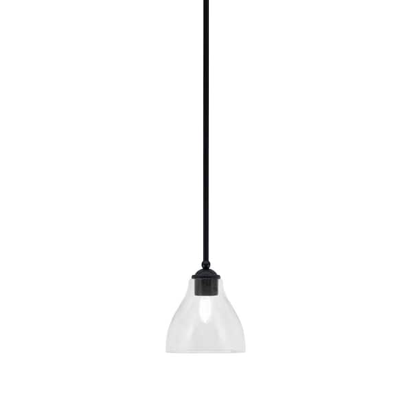 Unbranded Clevelend 100-Watt 1-Light Black Pendant Mini Pendant Light with Clear Bubble Glass Shade Light Bulb Not Included