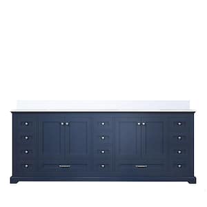 Dukes 84 in. W x 22 in. D Navy Blue Double Bath Vanity and White Quartz Top