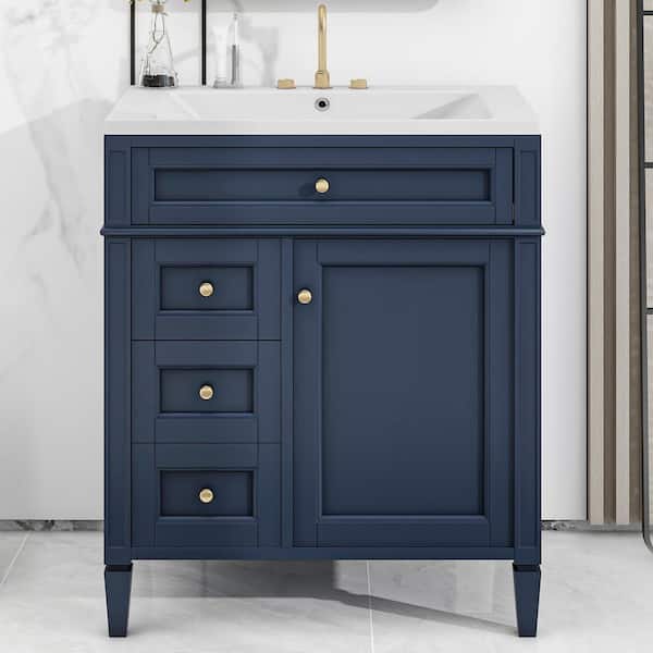 Magic Home 30 in. Bathroom Vanity with Top Sink, Modern Bathroom Storage Cabinet with 2 Drawers and a Tip-out Drawer