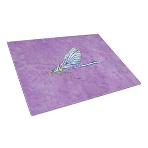 Dragonfly on Purple Tempered Glass Large Cutting Board