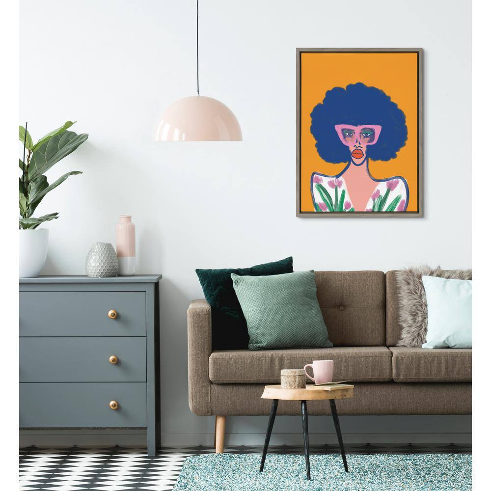 Springtime Fierceness Abstract Portrait Canvas with Gray Frame