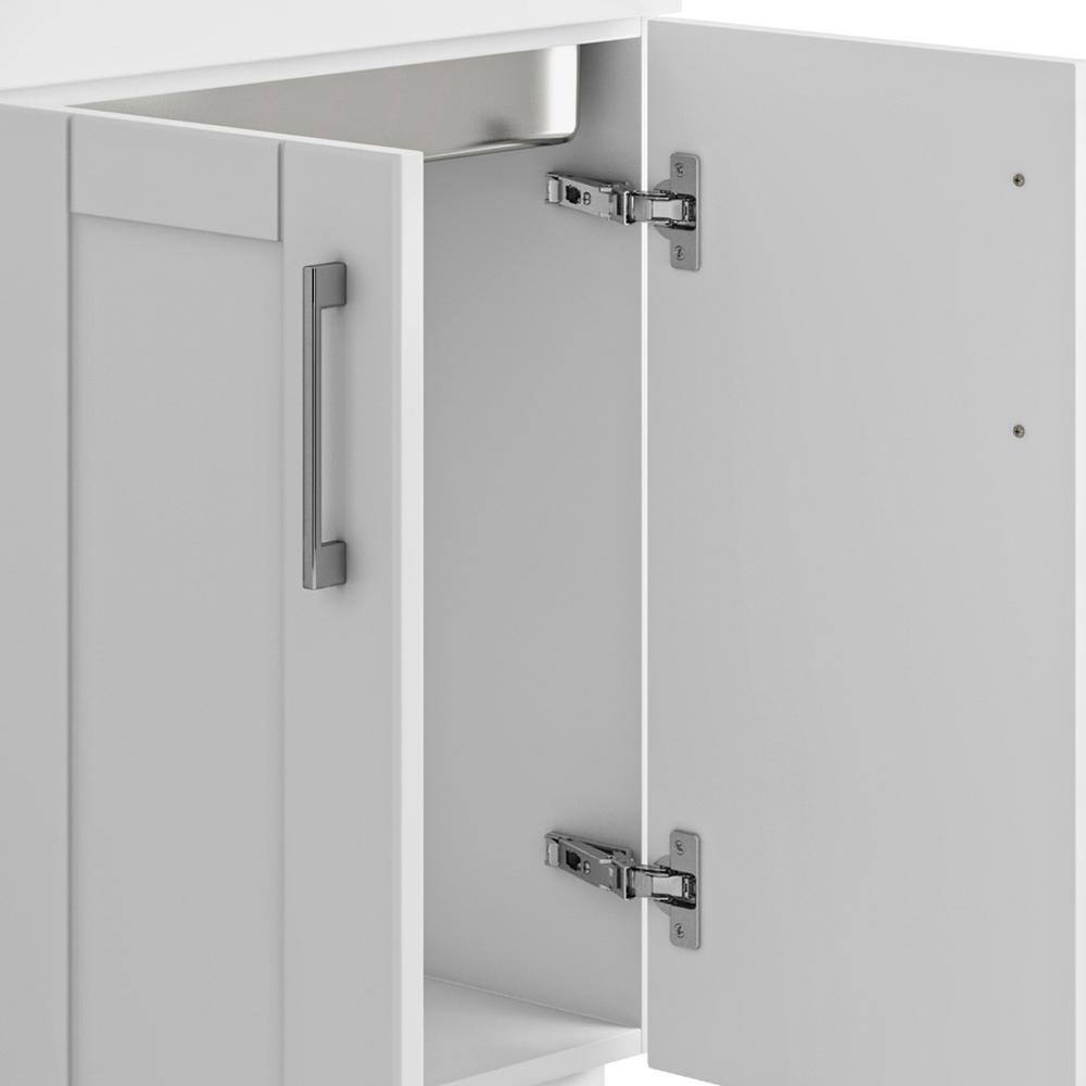 24-Inch White Shaker Utility Sink Cabinet with Stainless Steel Faucet