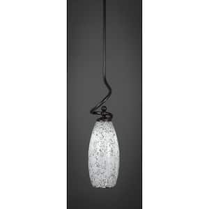 Royale 100 W 1-Light Dark Granite Standard Mini Pendant Light with Glass Shade