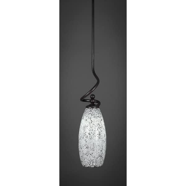 Unbranded Royale 100 W 1-Light Dark Granite Standard Mini Pendant Light with Glass Shade