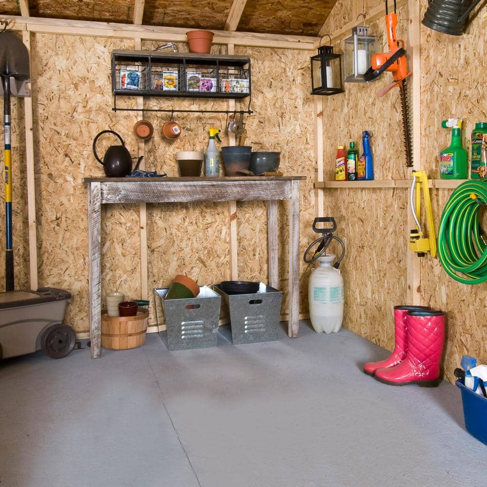 Beige 8' x 10' Pine Wood Storage Shed with Windows