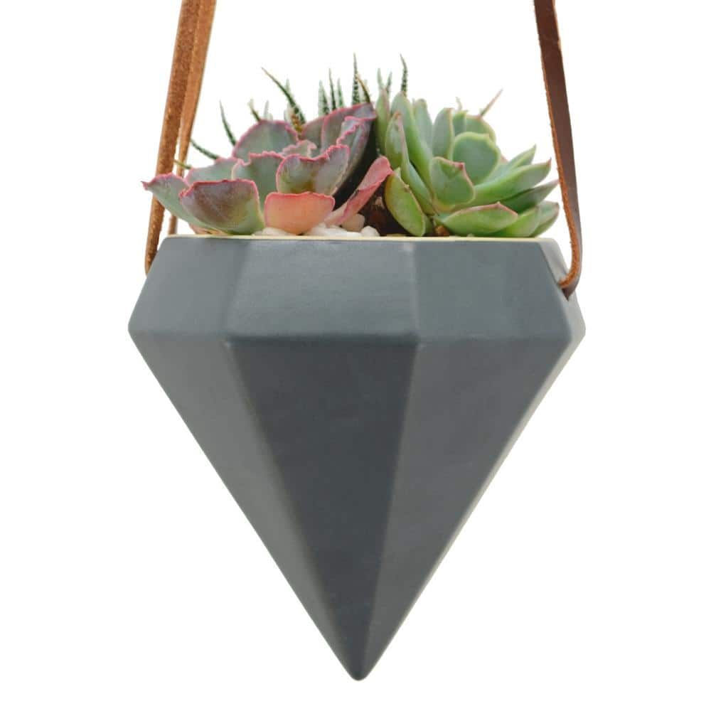 Guilford Glam Modern Dark Grey Ceramic Cone Hanging Planter