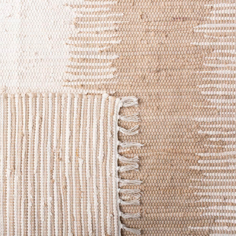 Ivory and Beige Handwoven Cotton 8' x 10' Area Rug