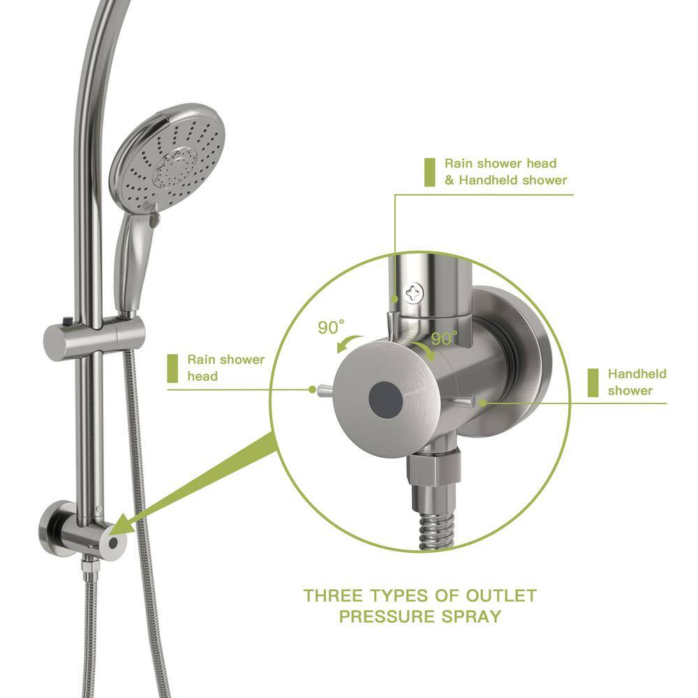 Brushed Nickel Dual Rain Shower Head with Handheld