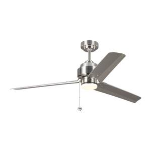 Arcade 54 in. Indoor Brushed Steel Ceiling Fan with Silver Blades and 3-Speed Pull Chain