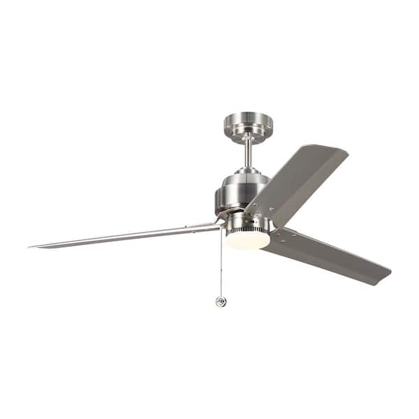 Arcade 54 in. Modern Industrial Indoor Brushed Steel Ceiling Fan with Silver Blades and 3-Speed Pull Chain