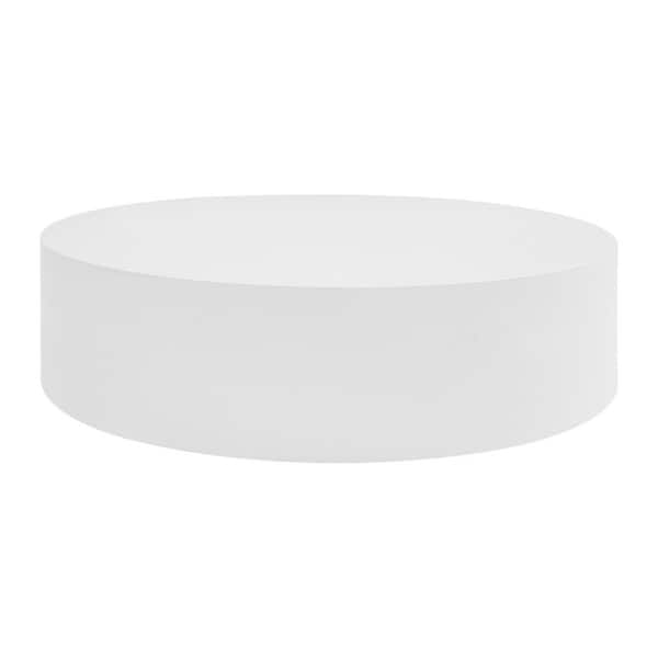 YIYIBYUS 23.62 in. x 5.9 in. White Round Metal Iron Decorative Stand Round Display Pedestal Stand Sculpture Display Stand