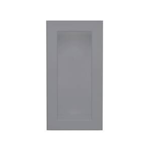 15 in. W x 12 in. D x 30 in. H in Shaker Grey Ready to Assemble Wall Kitchen Cabinet with No Glasses