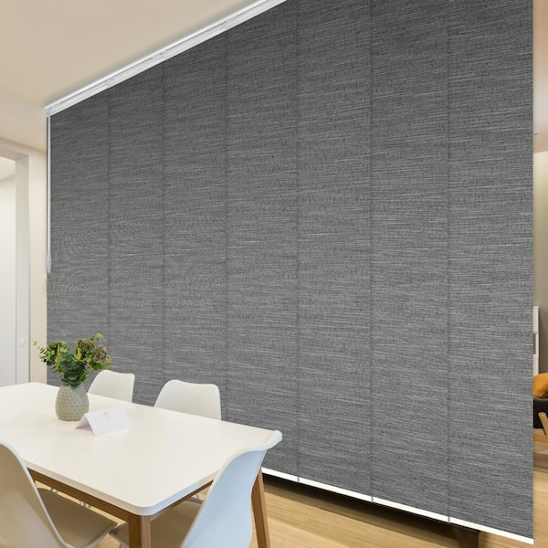 EMOH Heather 110 in. - 153 in. W x 94 in. L Adjustable 7- Panel in White Single Rail Panel Track with 23.5 in. Slates
