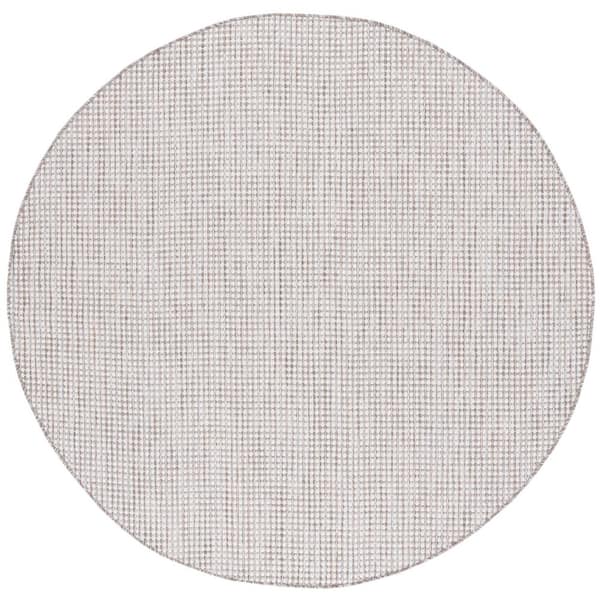 Courtyard Ivory/Gray 7 ft. x 7 ft. Woven Geometric Indoor/Outdoor Round Area Rug