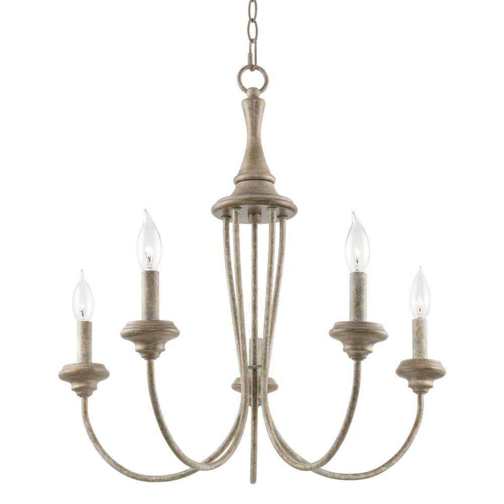 Lotus 24" Rustic Metal and Smoked Cedar French Country Chandelier