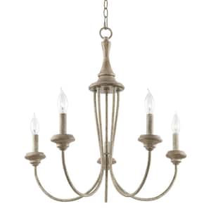 Lotus 60-Watt 5-Light Rustic Metal French Country Chandelier, No Bulb Included