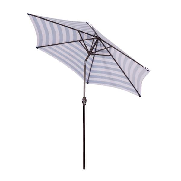 Sireck 8.6 ft Blue Outdoor Patio Market Table Umbrella With Push Button Tilt And Crank