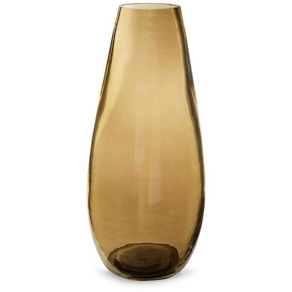 Signature DESIGN BY ASHLEY Rhettman 16 in. Brown Glass Cylinder Decorative Vase