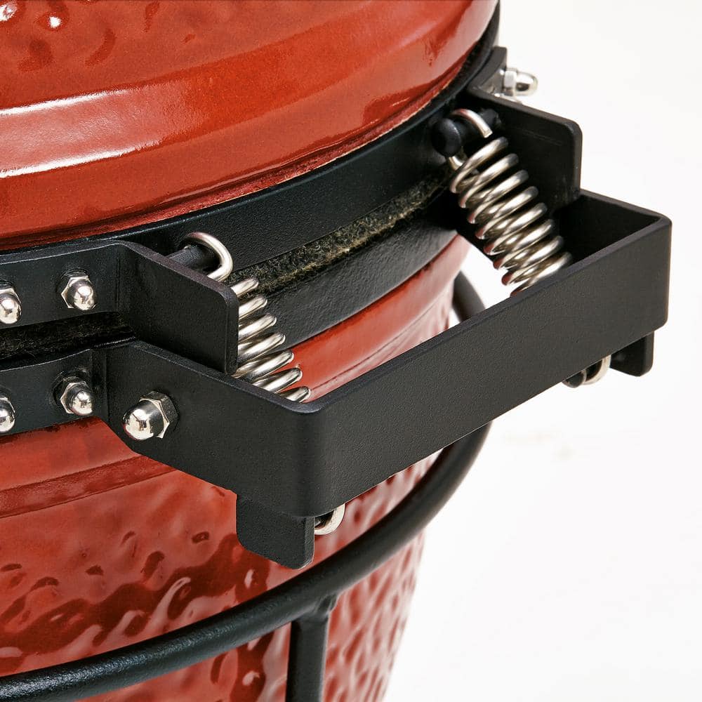 Blaze Red Ceramic Portable Charcoal Grill with Stainless Steel Grate