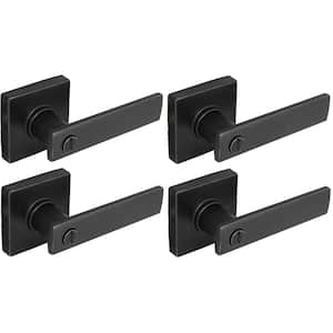 Westwood Matte Black Bed and Bath Door Handle with Square Rose (4-Pack)