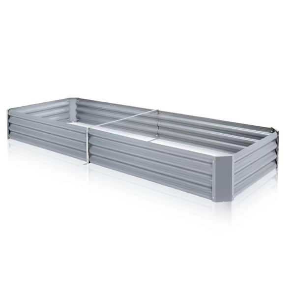 Cesicia 8 ft. x 3 ft. x 1 ft. Dark Gray Metal Rectangle Above Ground Modular Planter Boxes