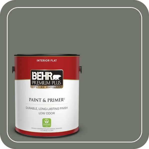 BEHR PREMIUM PLUS 1 gal. #BXC-72 Evergreen Trail Flat Low Odor Interior Paint & Primer