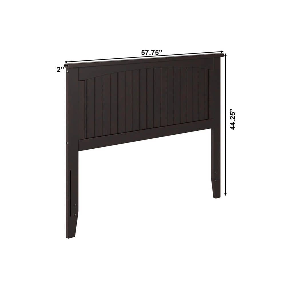 Espresso Full Wood Headboard with Attachable Charger
