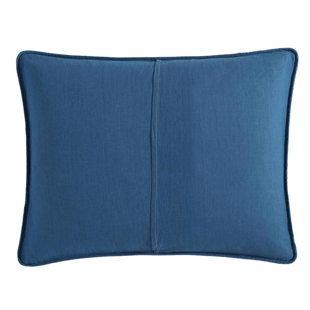 King Blue Cotton Reversible Quilt Set with Shams