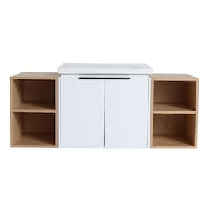 47.80 in. W Floating Wall-Mounted Bath Vanity in White with White Ceramic Top