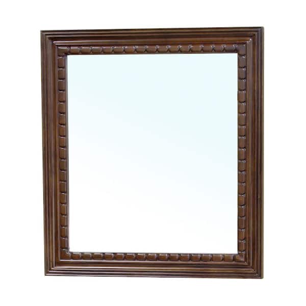 Bellaterra Home Dalton 36 in. W x 32 in. H Framed Rectangular Bathroom Vanity Mirror in Walnut
