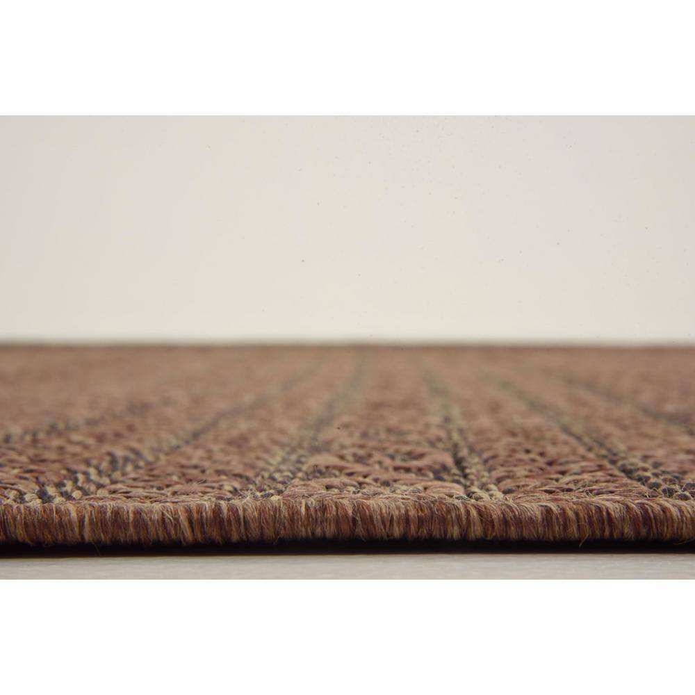 Brown Synthetic Stripe Outdoor Area Rug 7' x 10'