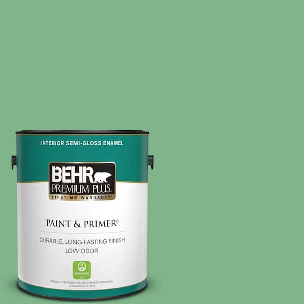 BEHR PREMIUM PLUS 1 gal. #460D-5 Tree Fern Semi-Gloss Enamel Low Odor Interior Paint & Primer