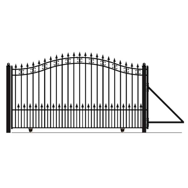 ALEKO St. Louis 12 ft. x 6 ft. Black Steel Single Slide Driveway Fence Gate
