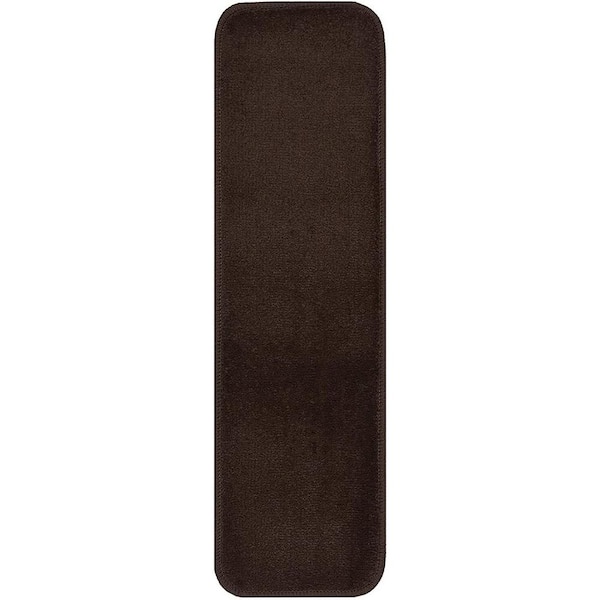 RugStylesOnline Euro Brown 7 in. x 24 in. Indoor Carpet Stair Tread Cover Slip Resistant Backing (Set of 7)