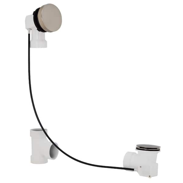 Westbrass 45 in. Sch. 40 PVC Cable Drive Bath Waste Trim Kit in Satin Nickel