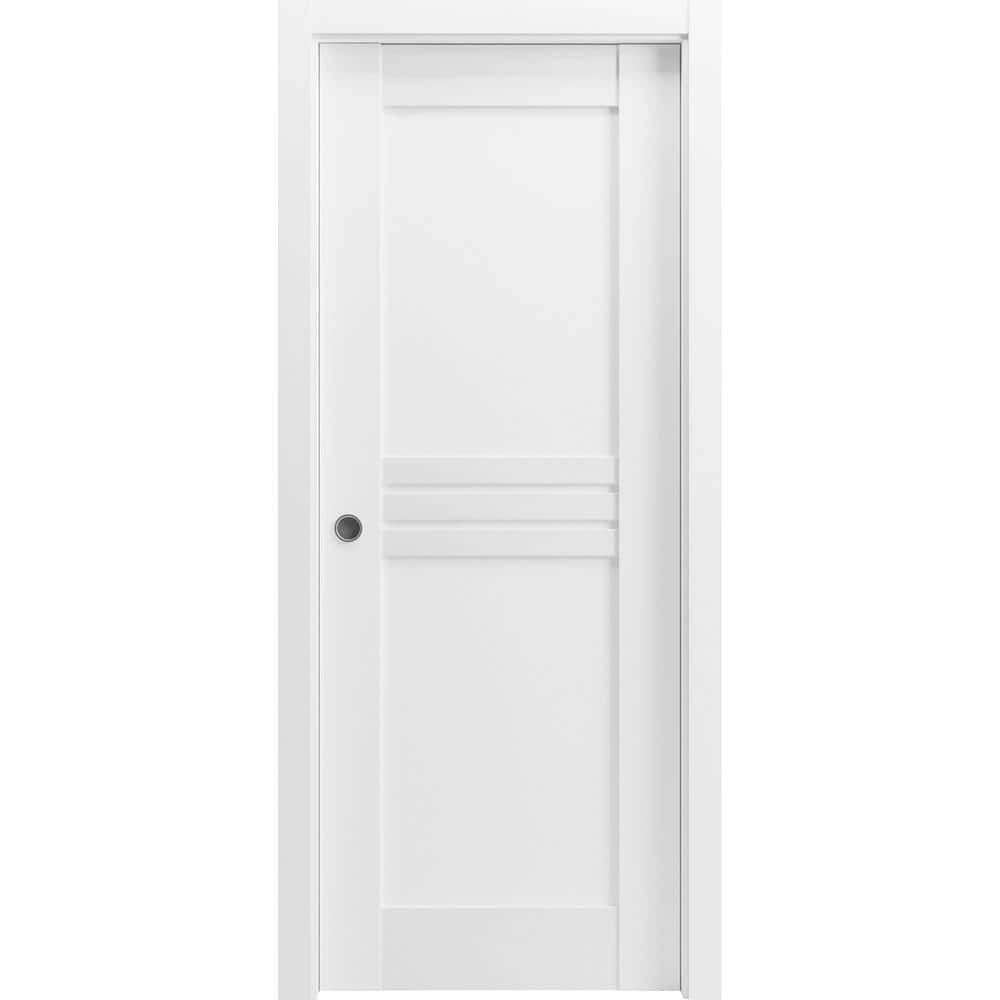 Assemble Required 24 in. x 96 in. 1-Panel White Finished MDF Sliding Door with Hardware price history on PriceWatchPro