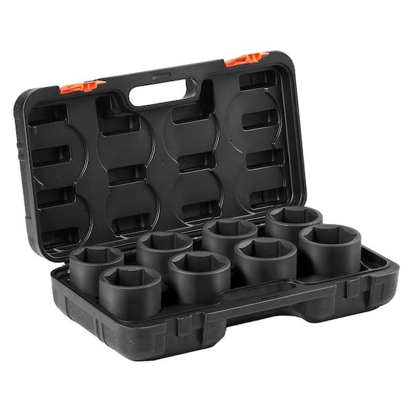 SKYSHALO Axle Nut Impact Socket Set, 3/4 in. Drive 6-Point 8-Piece SAE Spindle Nut Socket Set, CR-MO Heat Treated