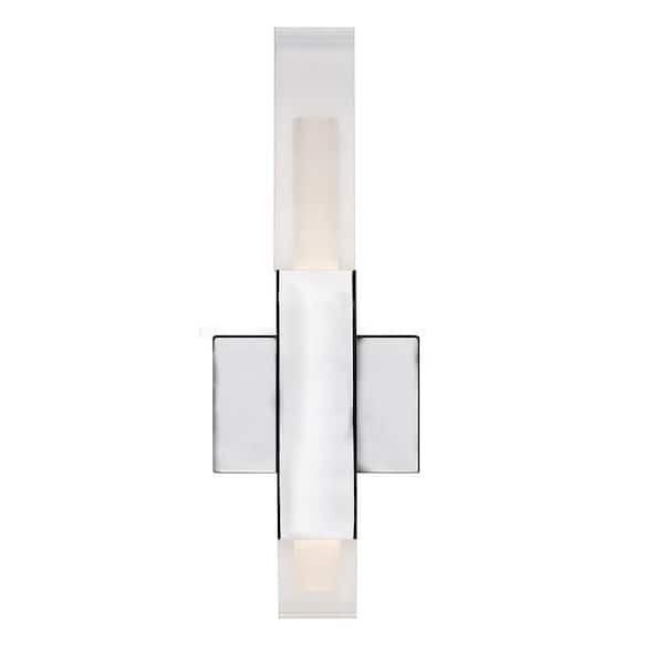 KUZCO Martelo 18 in. 1-Light 12-Watt Chrome Integrated LED Wall Sconce