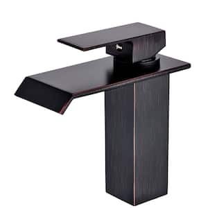Waterfall Single Handle Single Hole Bathroom Faucet in Oil Rubbed Bronze
